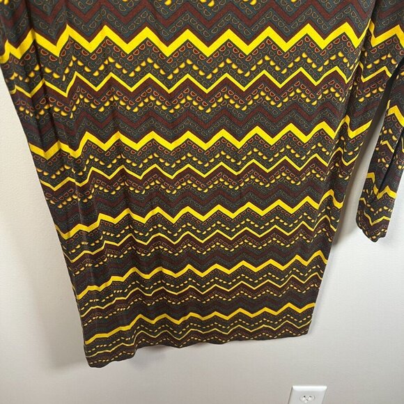 Missoni T-shirt Dress Size Large? Brown Yellow Chevron Stripes Art to Wear Artsy - Picture 6 of 7